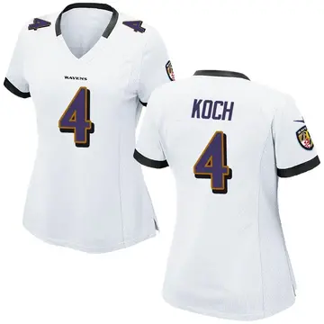 White Women's Sam Koch Baltimore Ravens Game Jersey