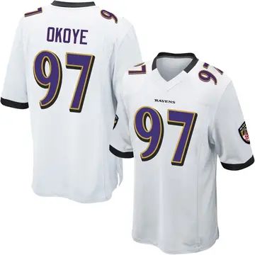 White Youth CJ Okoye Baltimore Ravens Game Jersey