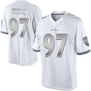 White Youth CJ Okoye Baltimore Ravens Limited Platinum Jersey