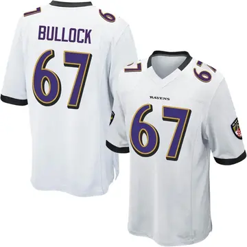 White Youth Corey Bullock Baltimore Ravens Game Jersey