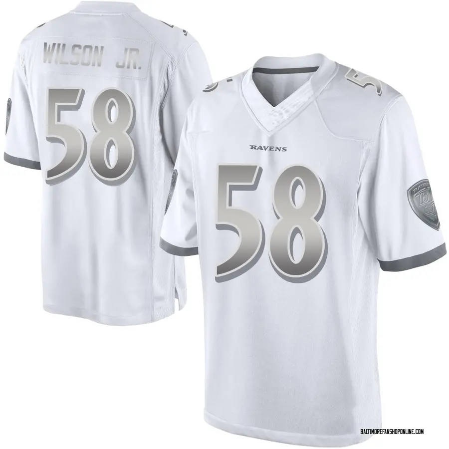 White Youth Dion Wilson Jr. Baltimore Ravens Limited Platinum Jersey
