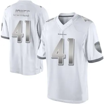 White Youth Dre'Mont Jones Baltimore Ravens Limited Platinum Jersey