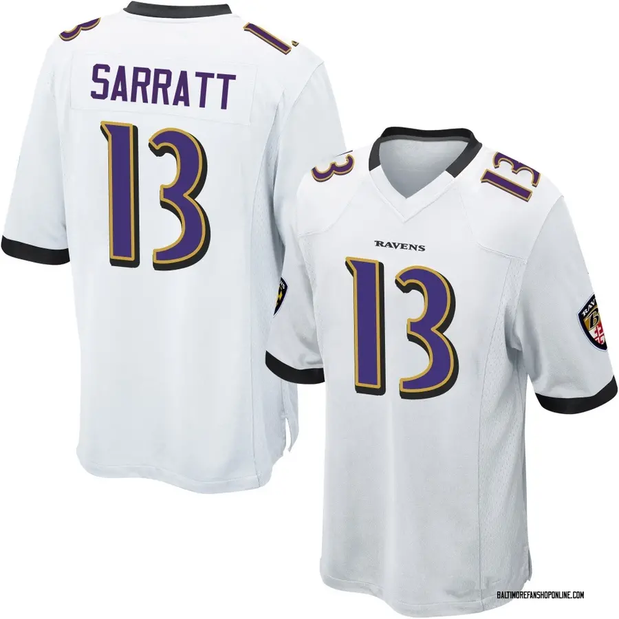 White Youth Elijah Sarratt Baltimore Ravens Game Jersey