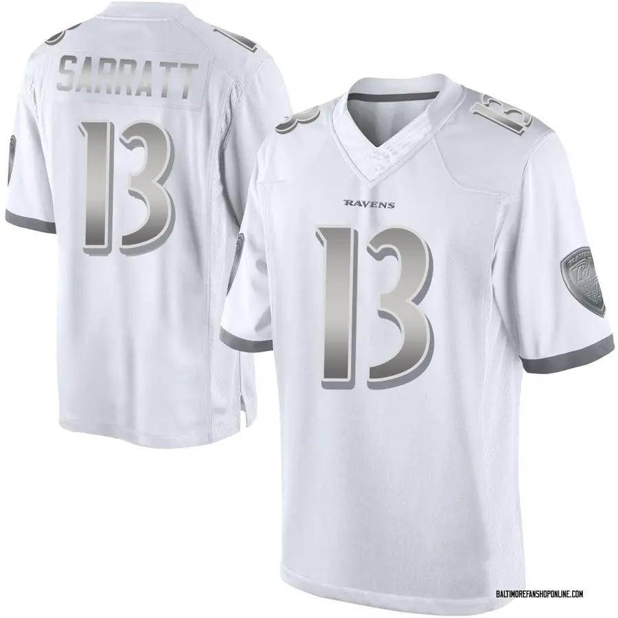 White Youth Elijah Sarratt Baltimore Ravens Limited Platinum Jersey