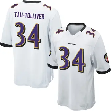 White Youth Elijah Tau-Tolliver Baltimore Ravens Game Jersey