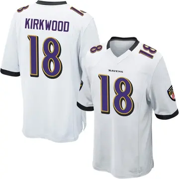 White Youth Keith Kirkwood Baltimore Ravens Game Jersey