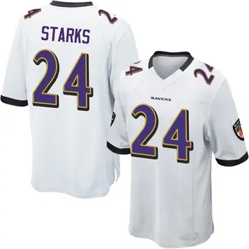 White Youth Malaki Starks Baltimore Ravens Game Jersey
