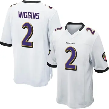 White Youth Nate Wiggins Baltimore Ravens Game Jersey