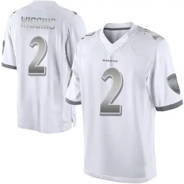 White Youth Nate Wiggins Baltimore Ravens Limited Platinum Jersey