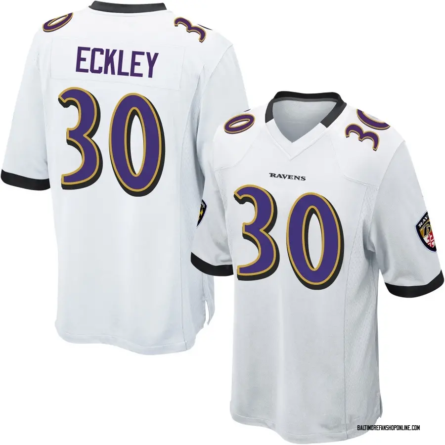 White Youth Ryan Eckley Baltimore Ravens Game Jersey
