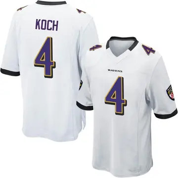 White Youth Sam Koch Baltimore Ravens Game Jersey