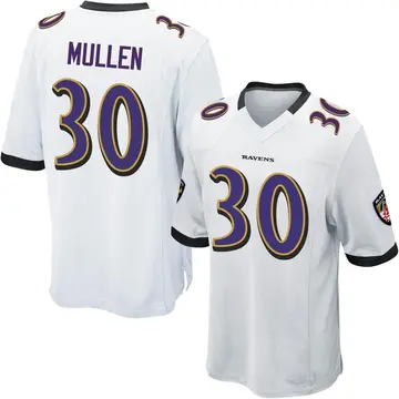 White Youth Trayvon Mullen Baltimore Ravens Game Jersey